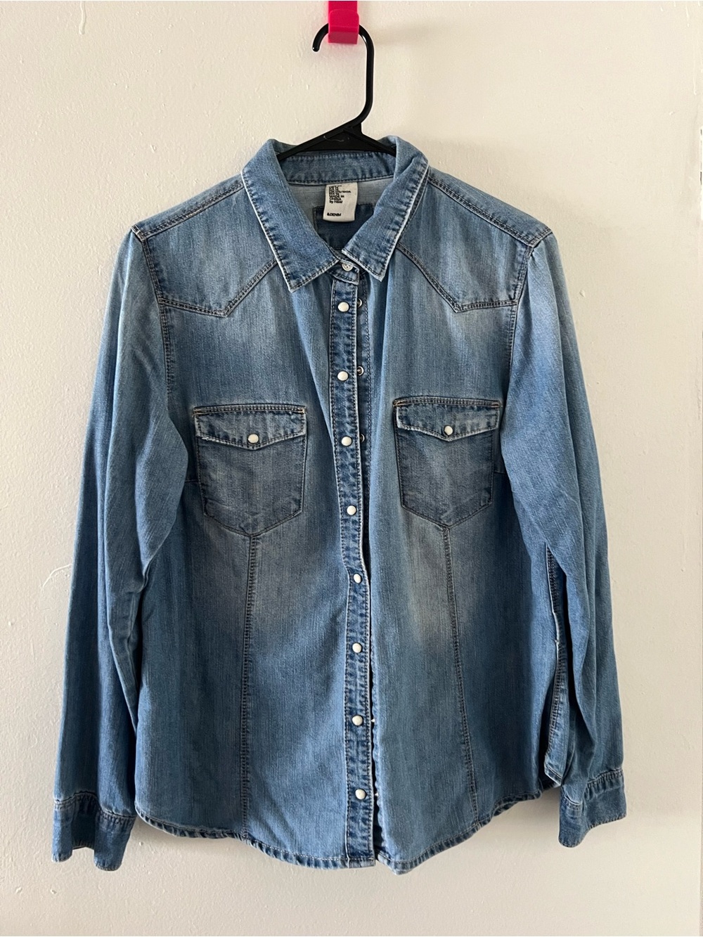 H&M Light Blue Denim Button-Up Long Sleeve Shirt